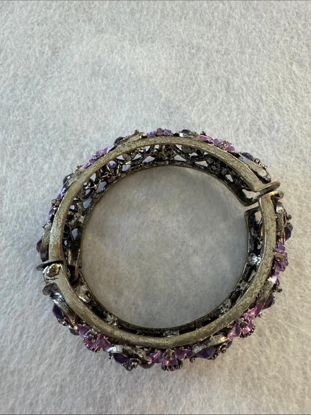 Purple Crystal Floral Stretch Bracelet - Women's Accessories